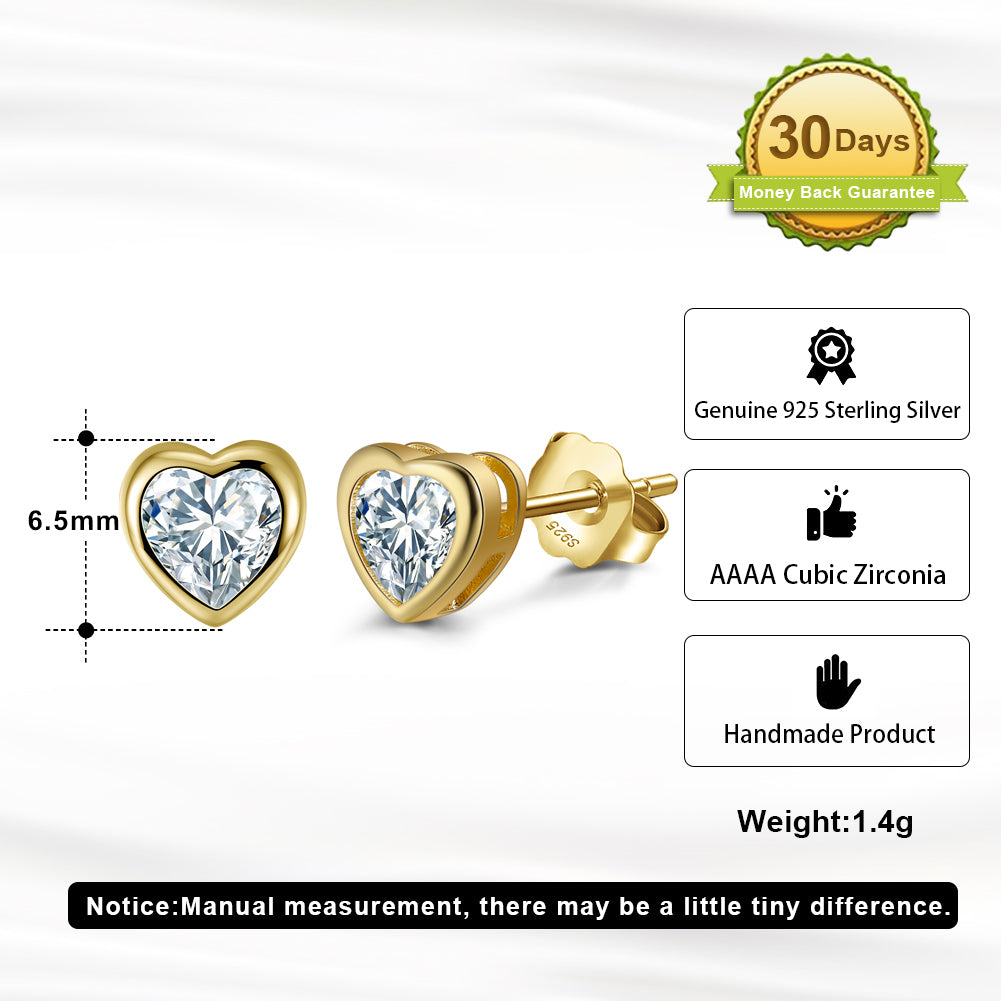 Heart-Shaped Single Stone Necklace & Earring Set – 14K Gold-Plated