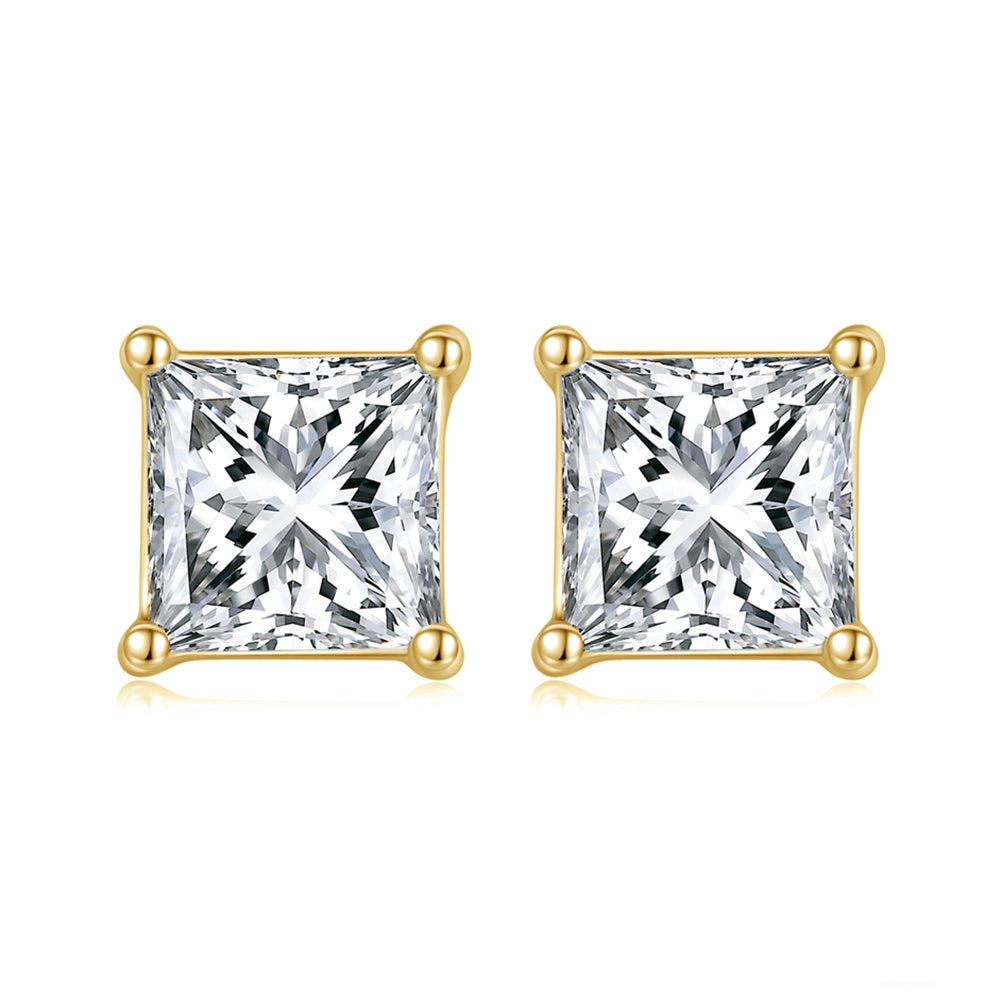 Princess-Cut Necklace & Earring Set 14K Gold Plated