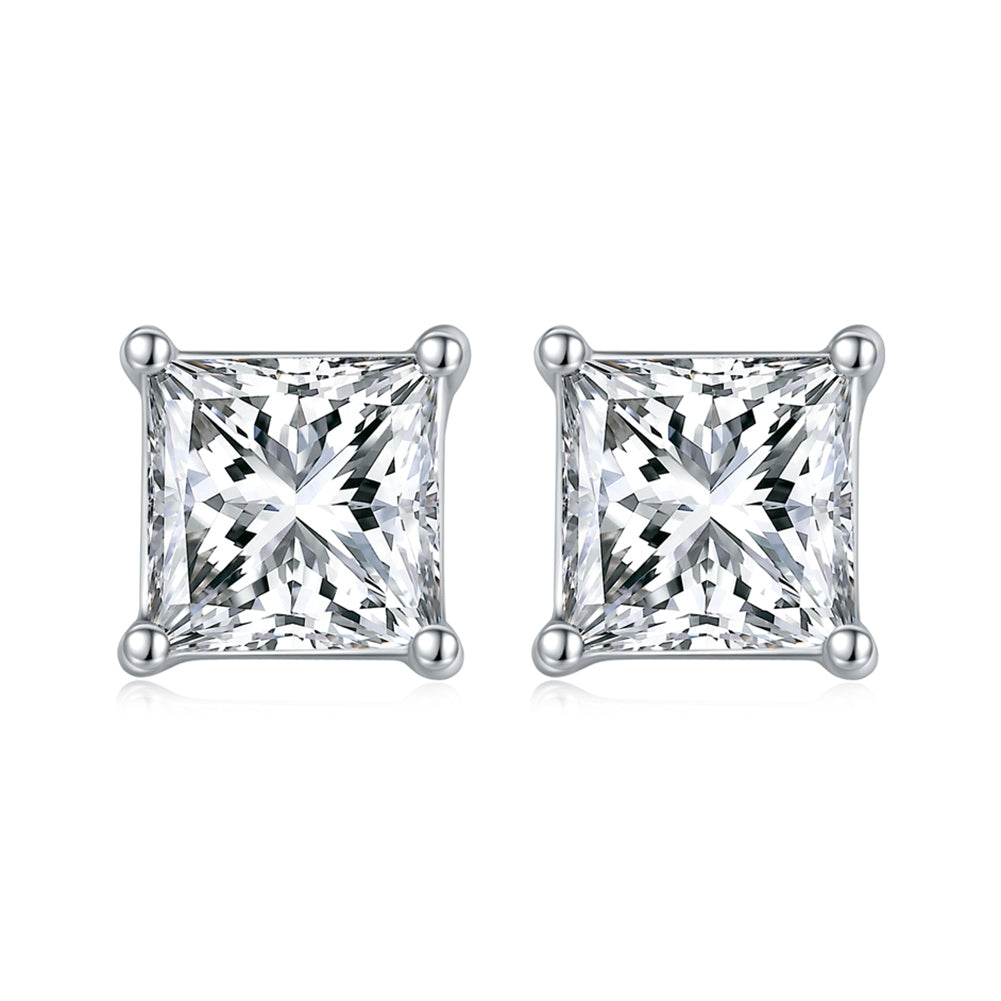 Princess-Cut Stud Earrings