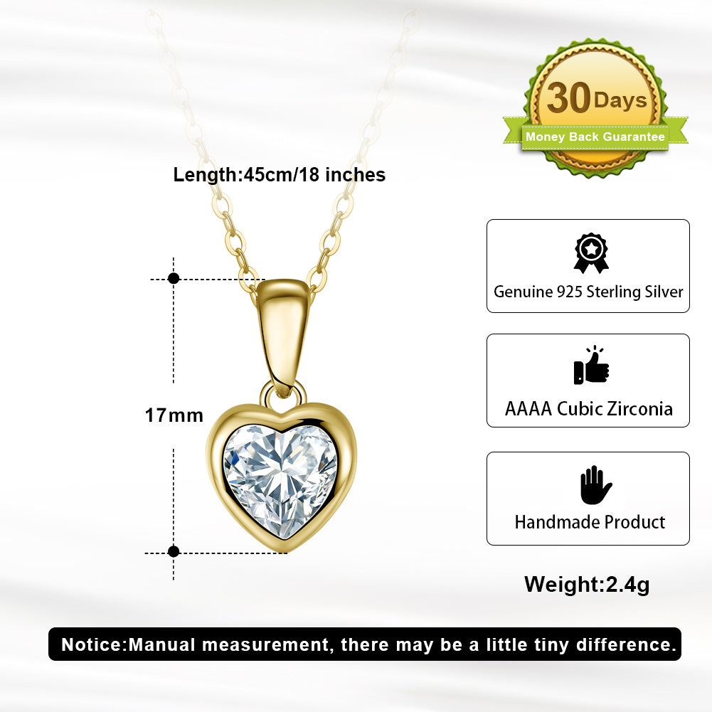 Heart-Shaped Single Stone Necklace & Earring Set – 14K Gold-Plated