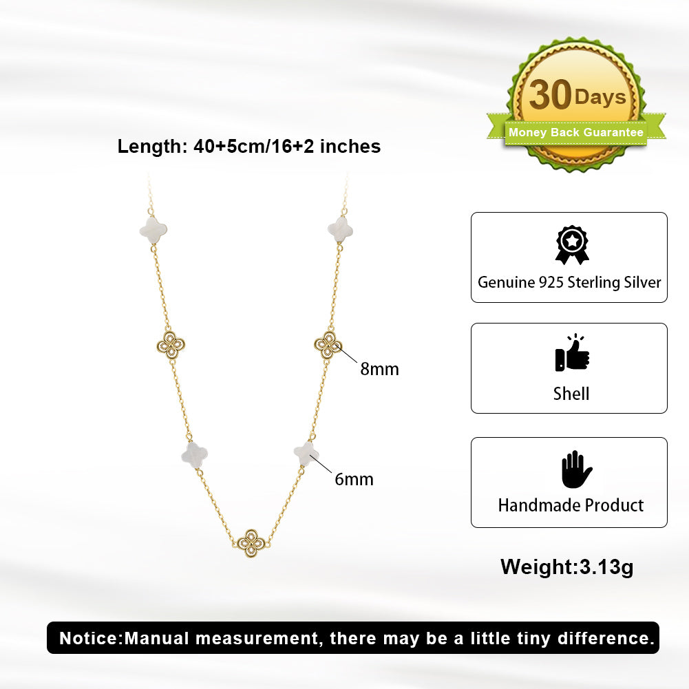 Sterling Silver Clover & Mother of Pearl Necklace