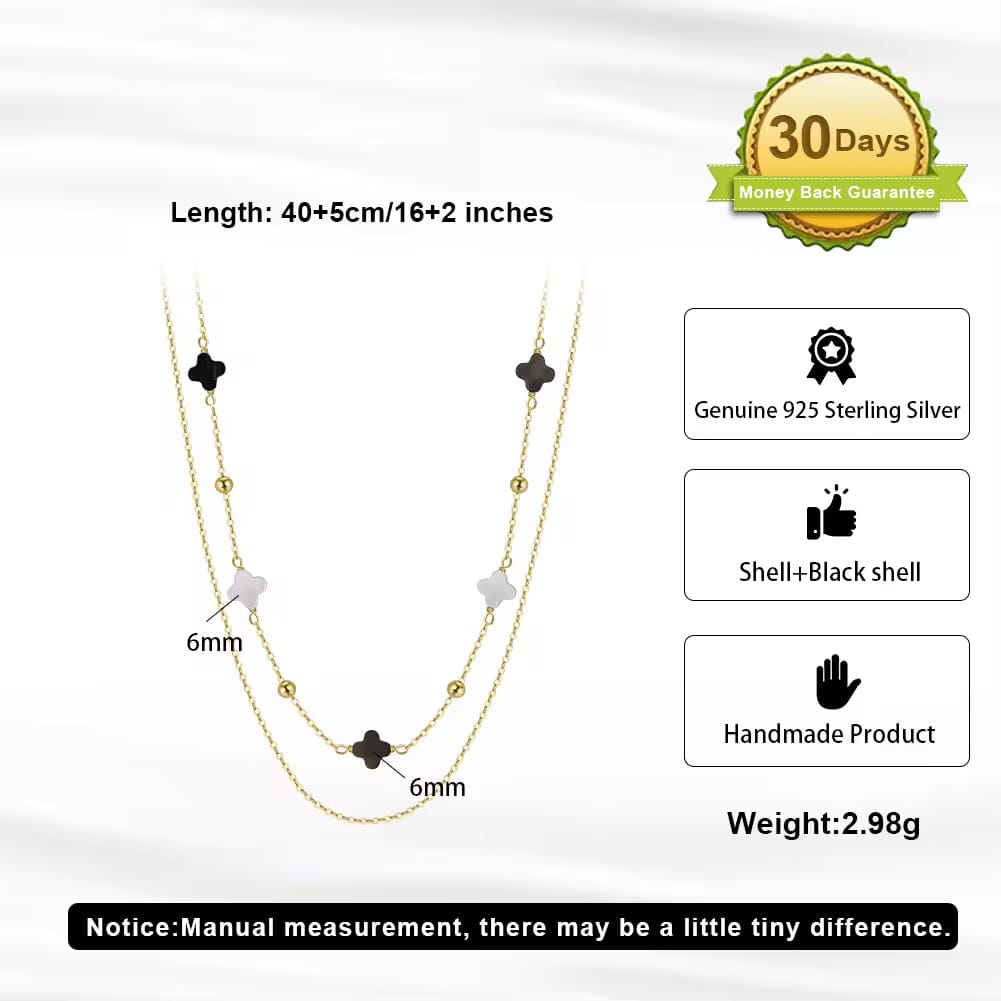 Elegant Clover Station Necklace – 14K Gold Plated on 925 Sterling Silver