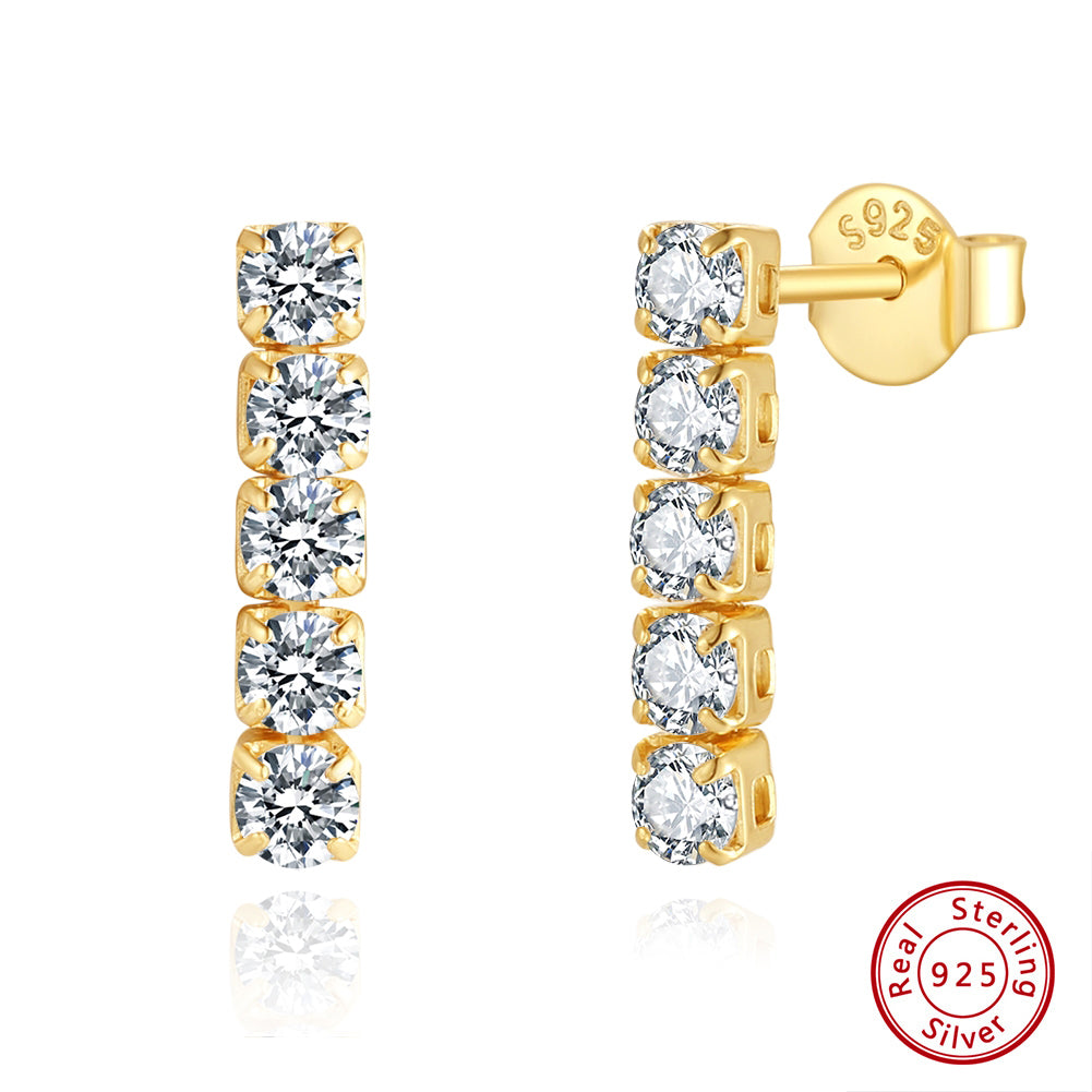 Gold-Plated Sterling Silver Vertical Bar Stud Earrings