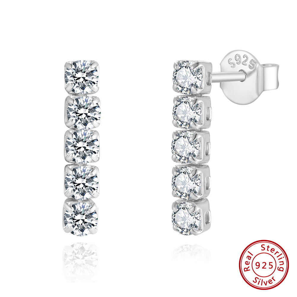 Sterling Silver Vertical Bar Stud Earrings