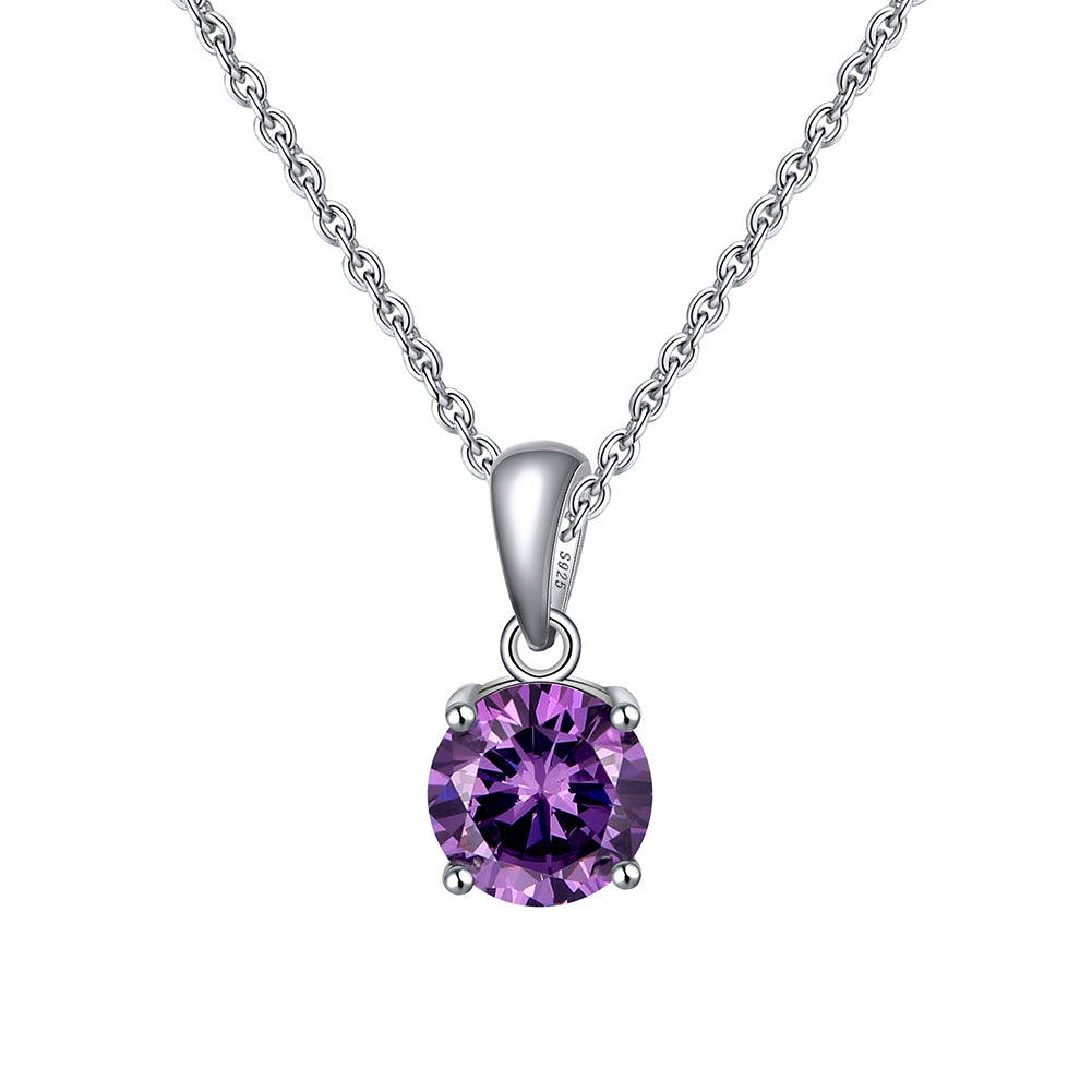 Purple Round Pendant Necklace