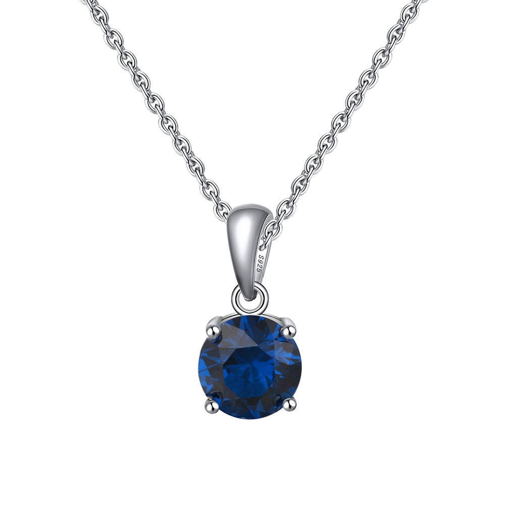 Blue Round Pendant Necklace