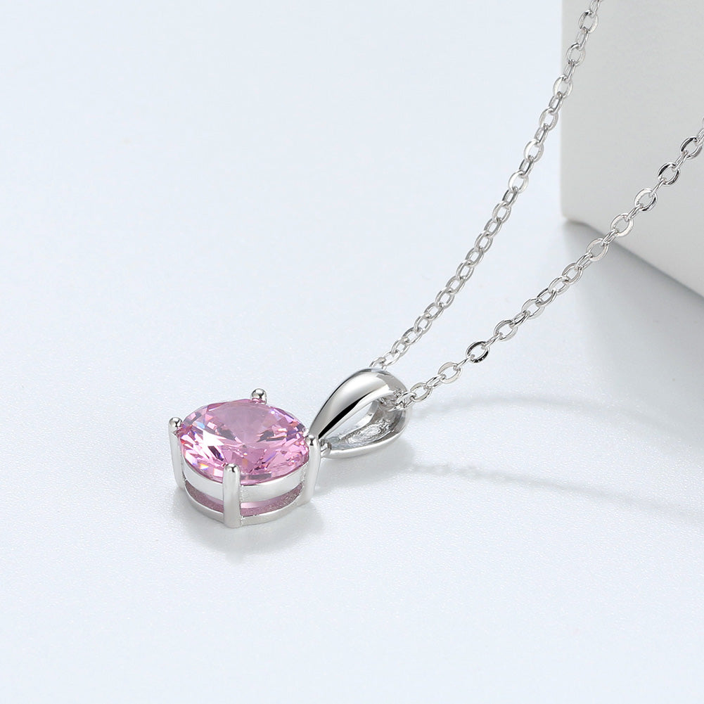 Pink Round Pendant Necklace