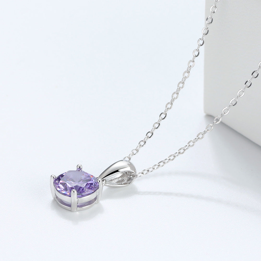Purple Round Pendant Necklace