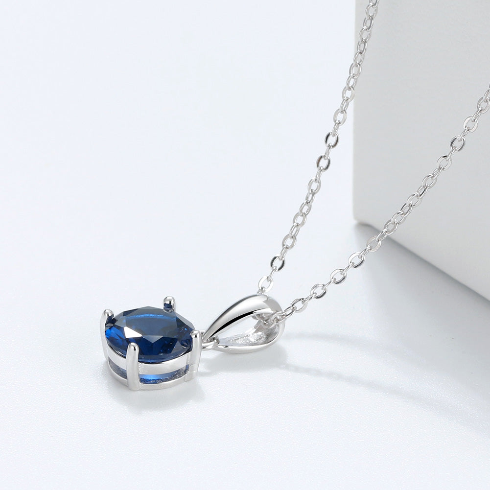 Blue Round Pendant Necklace
