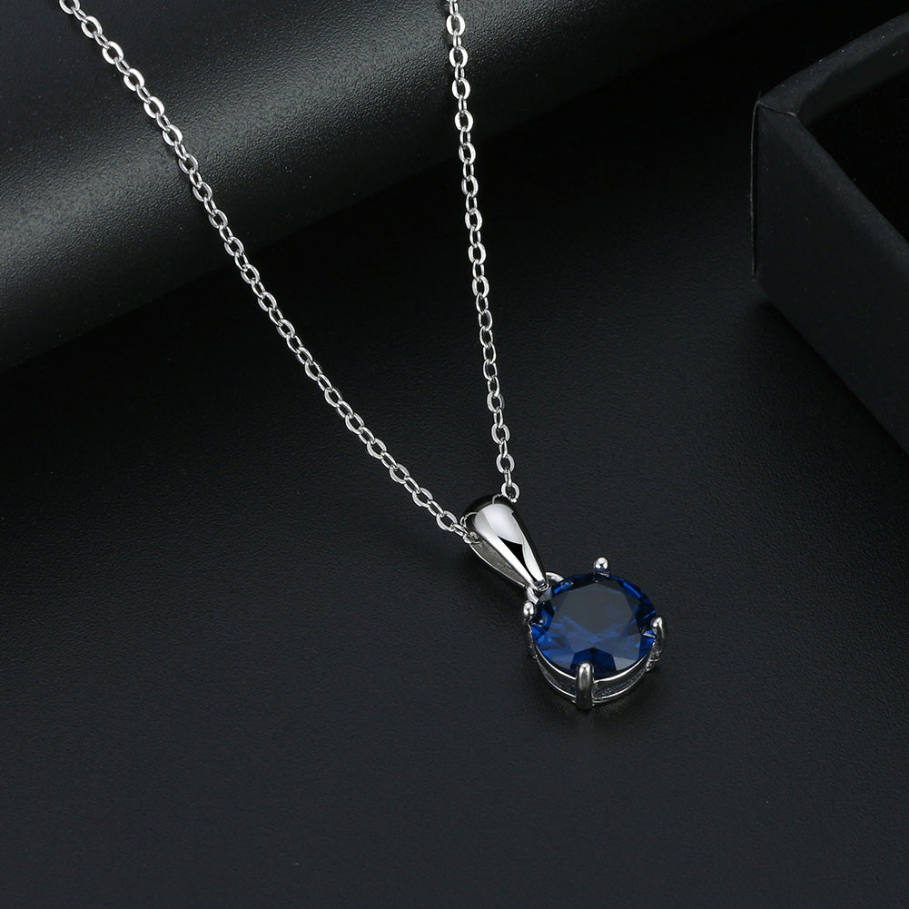 Blue Round Pendant Necklace