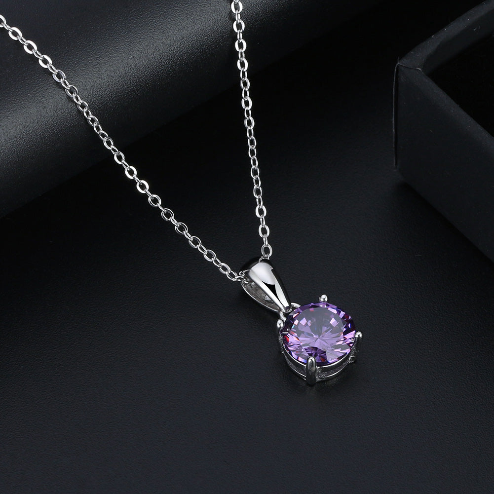 Purple Round Pendant Necklace