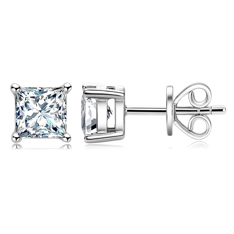 Princess-Cut Stud Earrings
