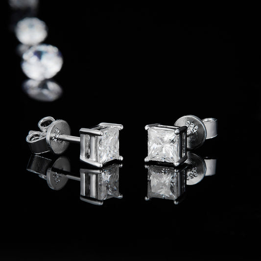 Princess-Cut Stud Earrings