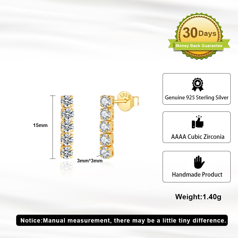 Sterling Silver Vertical Bar Stud Earrings