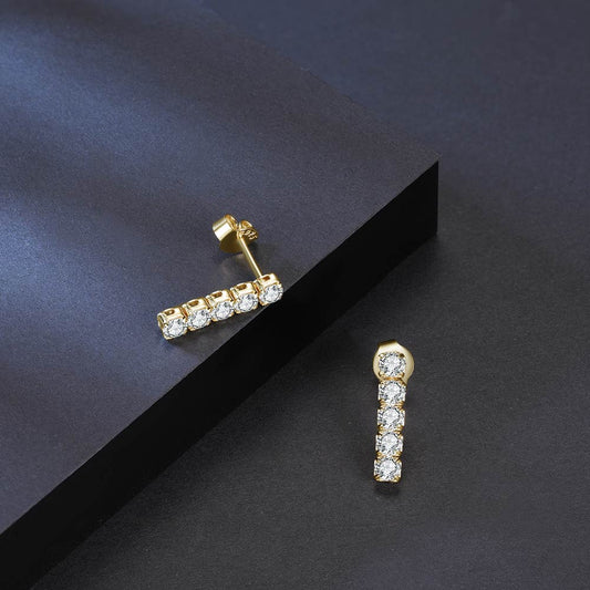Gold-Plated Sterling Silver Vertical Bar Stud Earrings