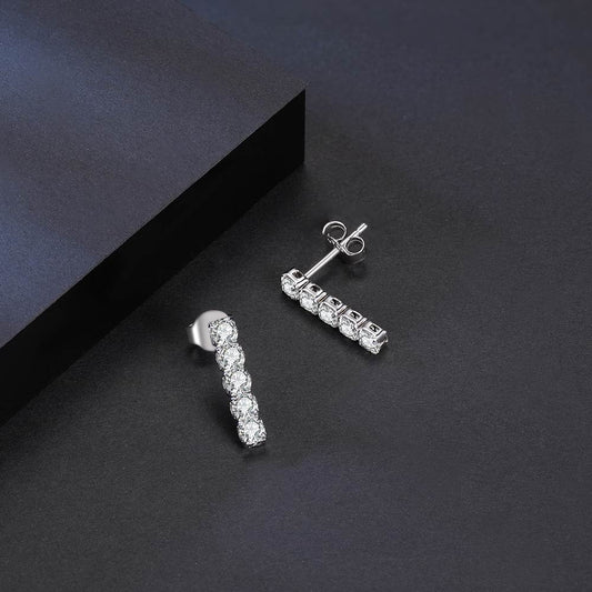 Sterling Silver Vertical Bar Stud Earrings