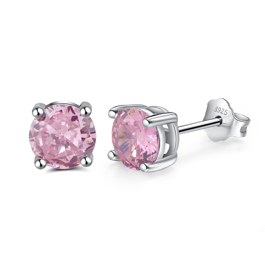 Pink Round Stud Earrings