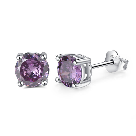 Purple Round Stud Earrings