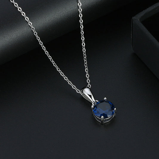 Blue Round Pendant Necklace