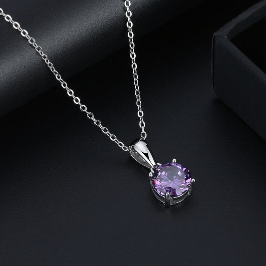 Purple Round Pendant Necklace