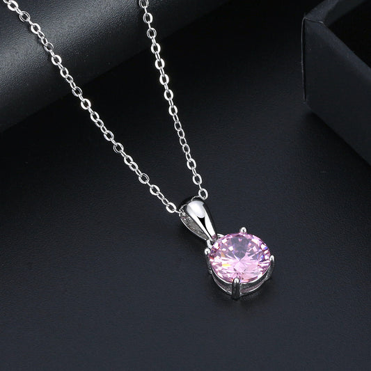 Pink Round Pendant Necklace