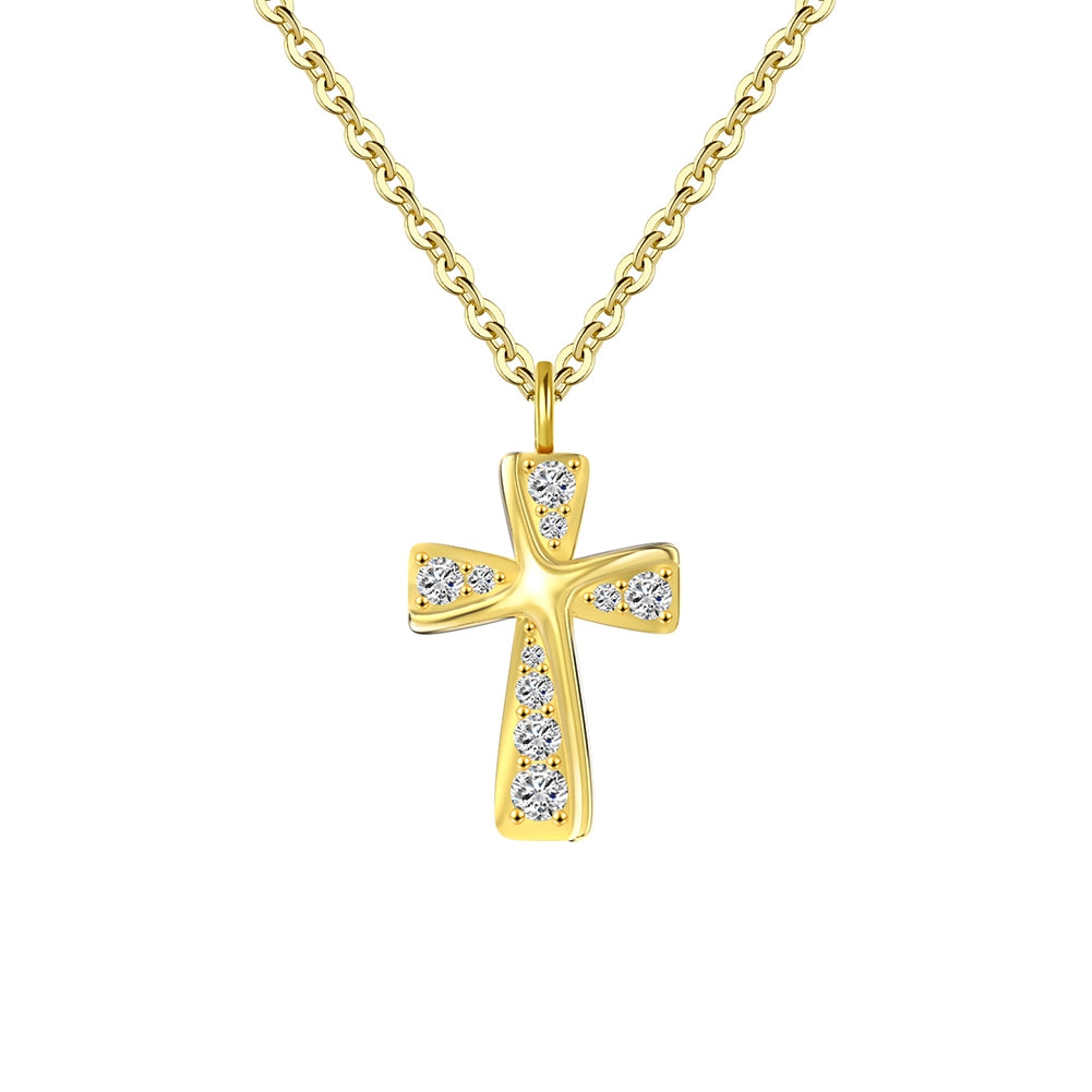 Radiant Cross Pendant Necklace in Gold