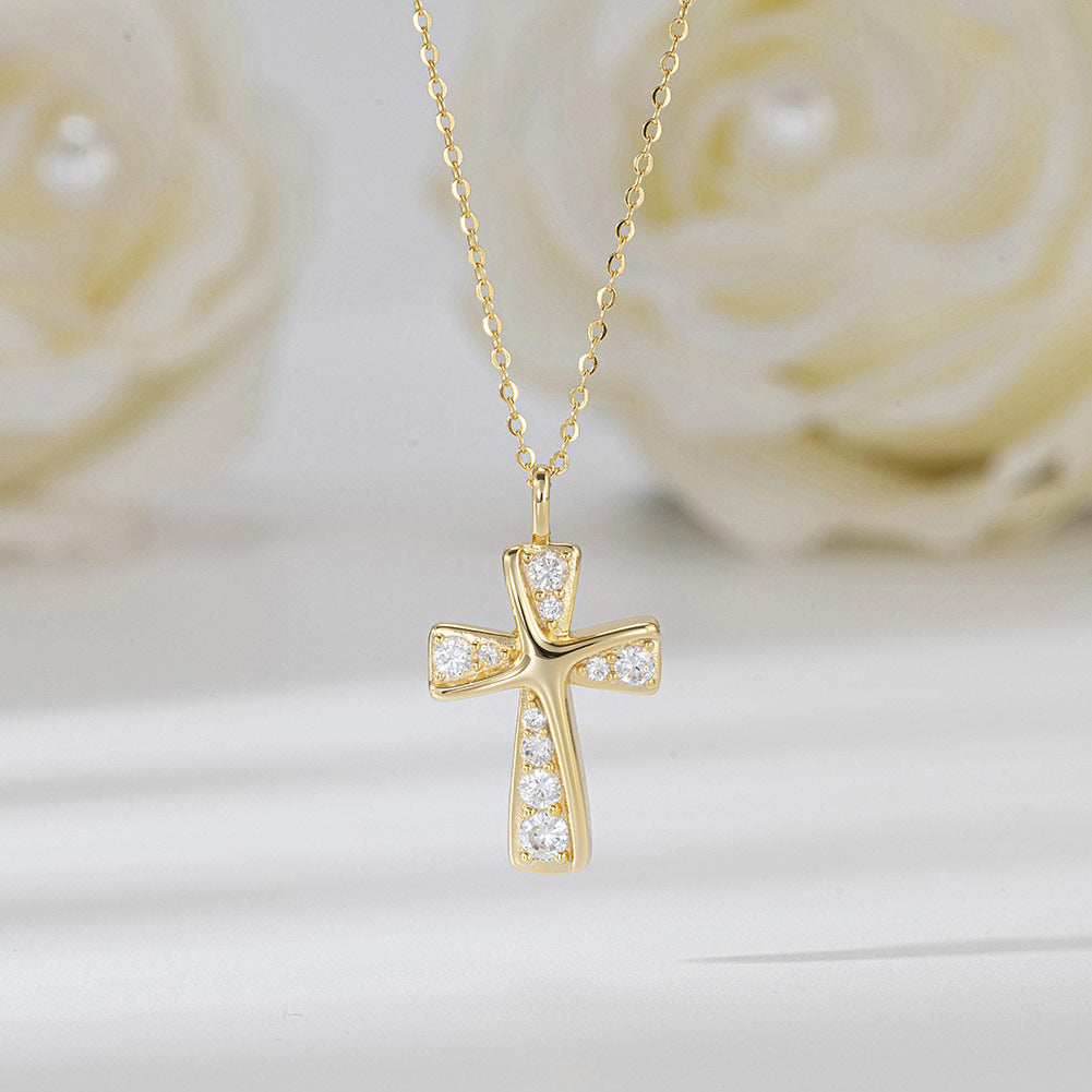 Radiant Cross Pendant Necklace in Gold