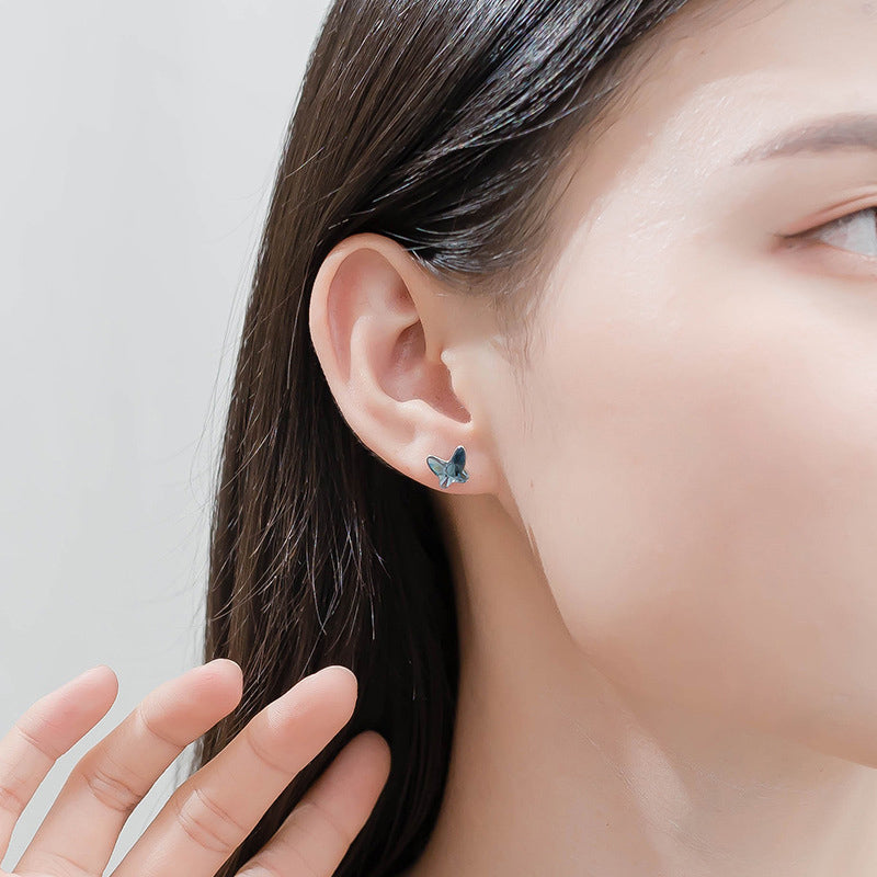 Blue Swarovski Crystal Butterfly Stud Earrings