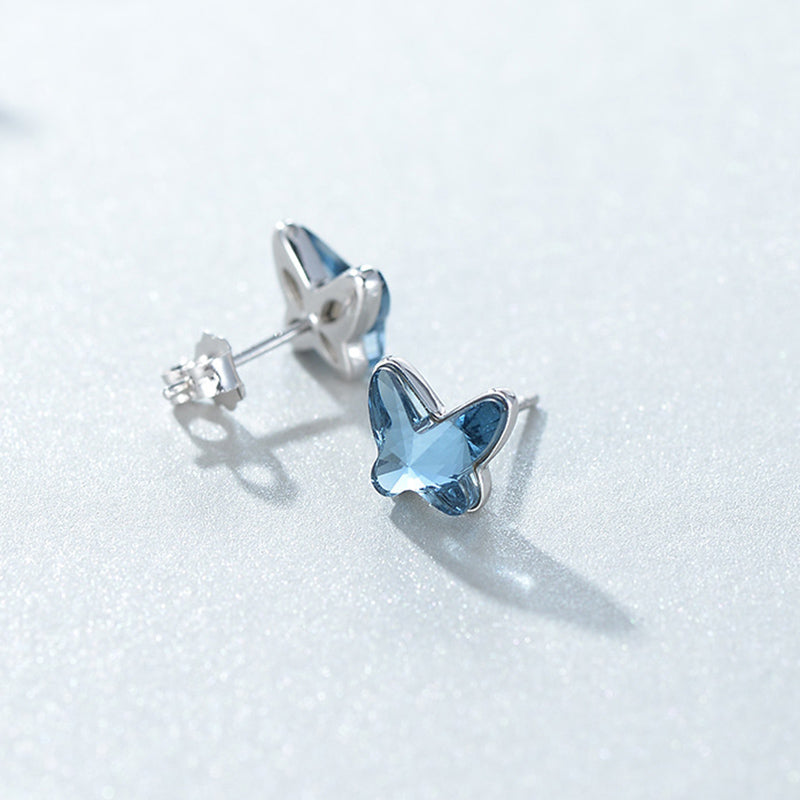 Blue Swarovski Crystal Butterfly Stud Earrings