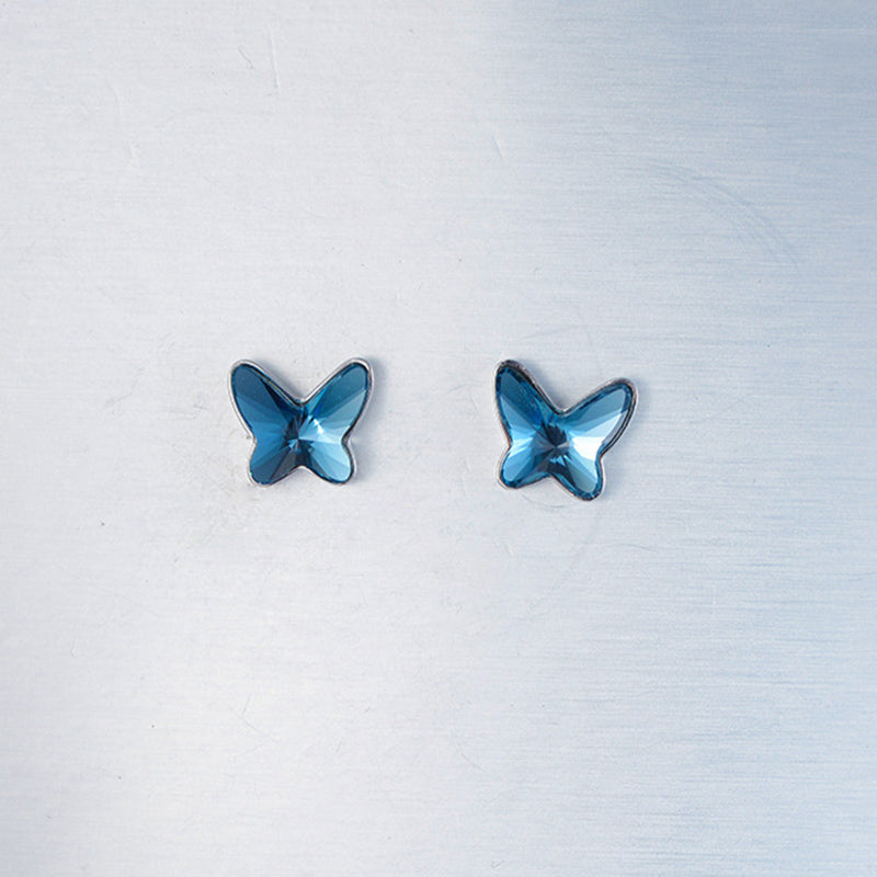 Blue Swarovski Crystal Butterfly Stud Earrings